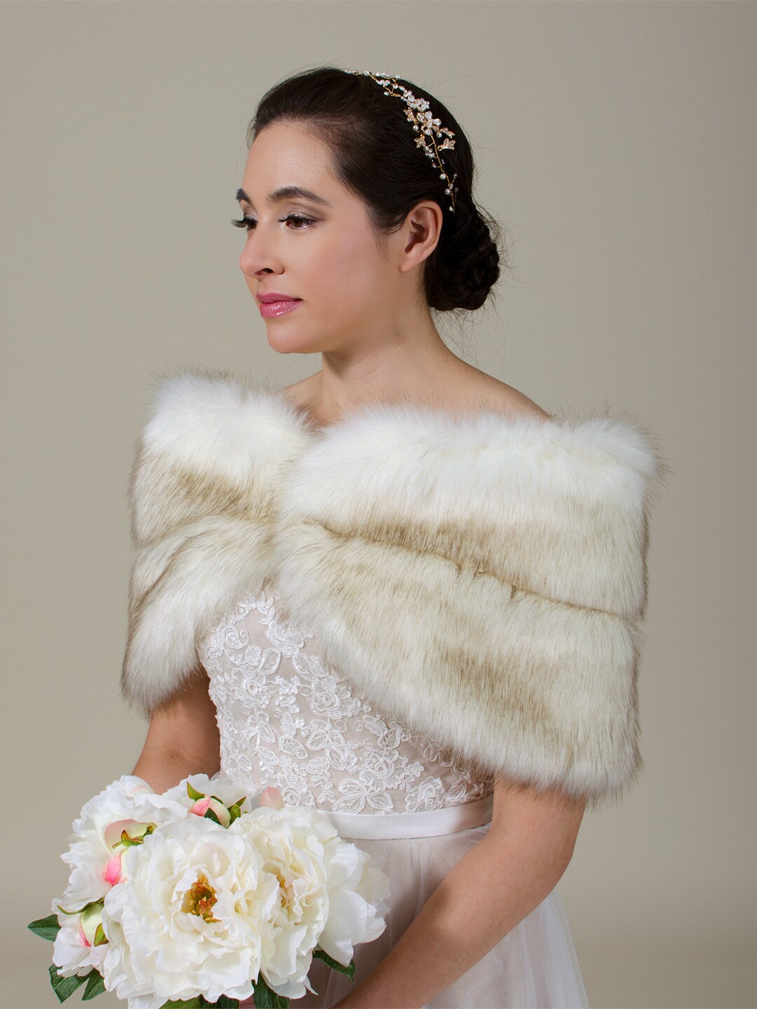 Ivory Faux Fur Wrap Faux Fur Stole Faux Fur Shawl Bridal Wrap Wedding ...