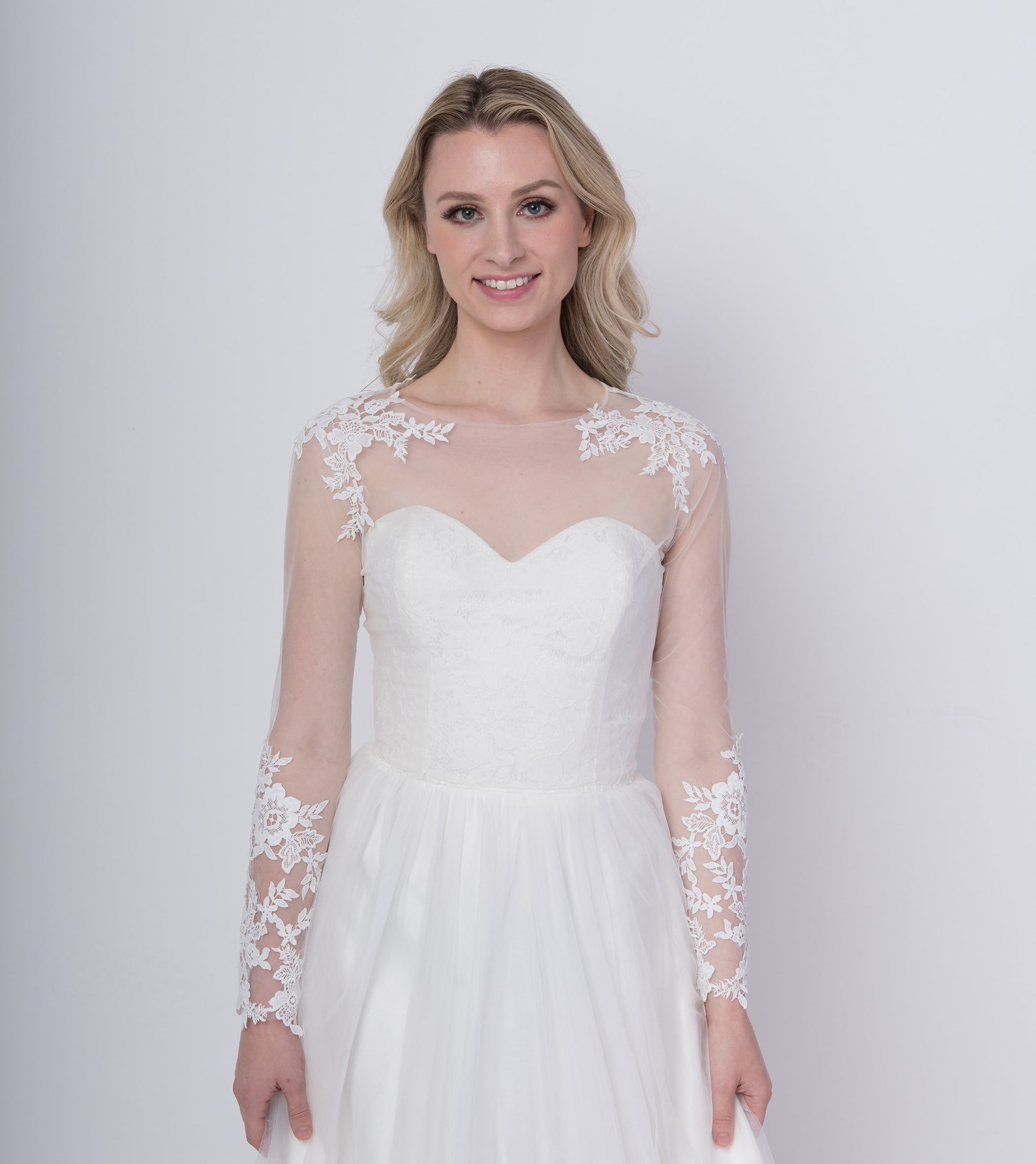 Light Ivory Long Sleeve Wedding Dress Topper Buttoned Back - Etsy