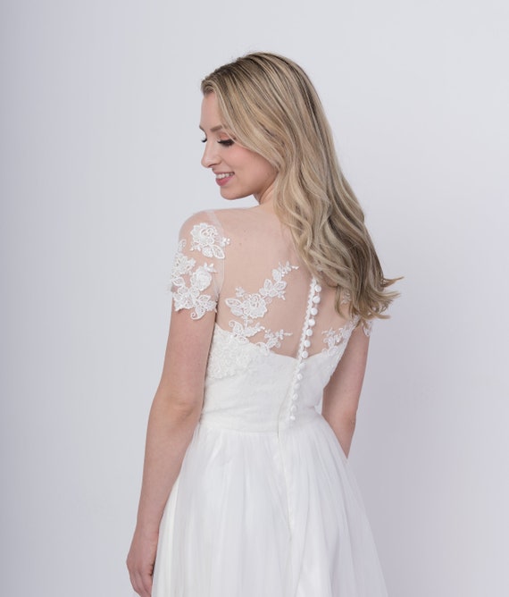 lace wedding dress topper with sleeves