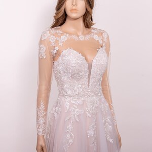 Wedding Dress Topper With Keyhole Back and Long Sleeves, Wedding Bolero ...