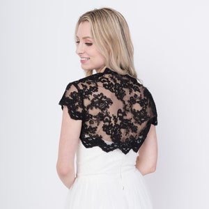 Cap sleeve wedding bolero lace bolero bridal bolero jacket black bolero alencon lace image 2