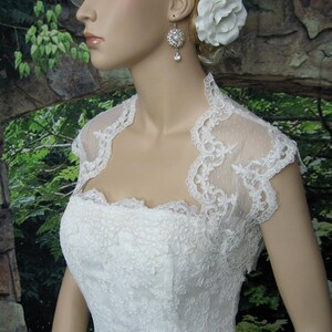 Lace bolero, wedding bolero, wedding jacket, Ivory sleeveless dot lace wedding bridal bolero jacket