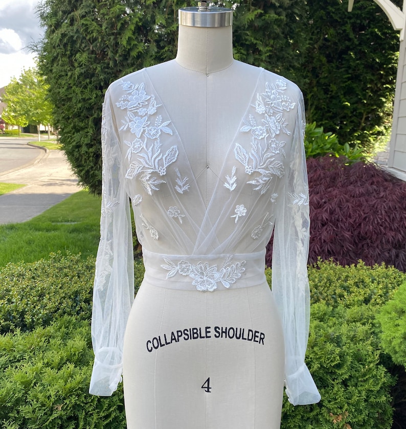 Bishop Sleeve Wedding Dress Topper Light Ivory Bridal Lace - Etsy