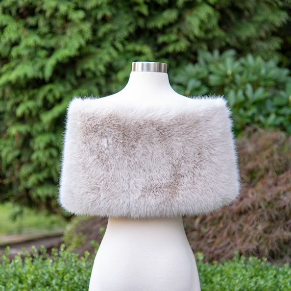 Champagne faux fur wrap bridal shrug stole shawl cape B012-Champagne