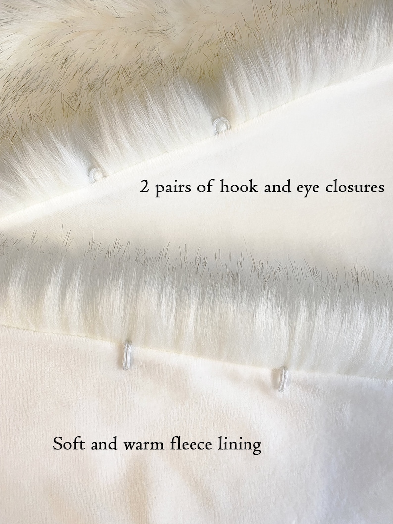 Ivory faux fur wrap faux fur stole faux fur shawl bridal wrap faux fur shrug bridal cape B005 image 2