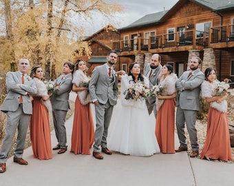Blush Faux Fur Bridal Shawl: Bridesmaid Wrap Stole