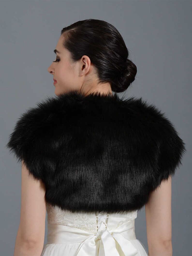 Black Faux Fur Bolero Faux Fur Shrug Fs004black Etsy