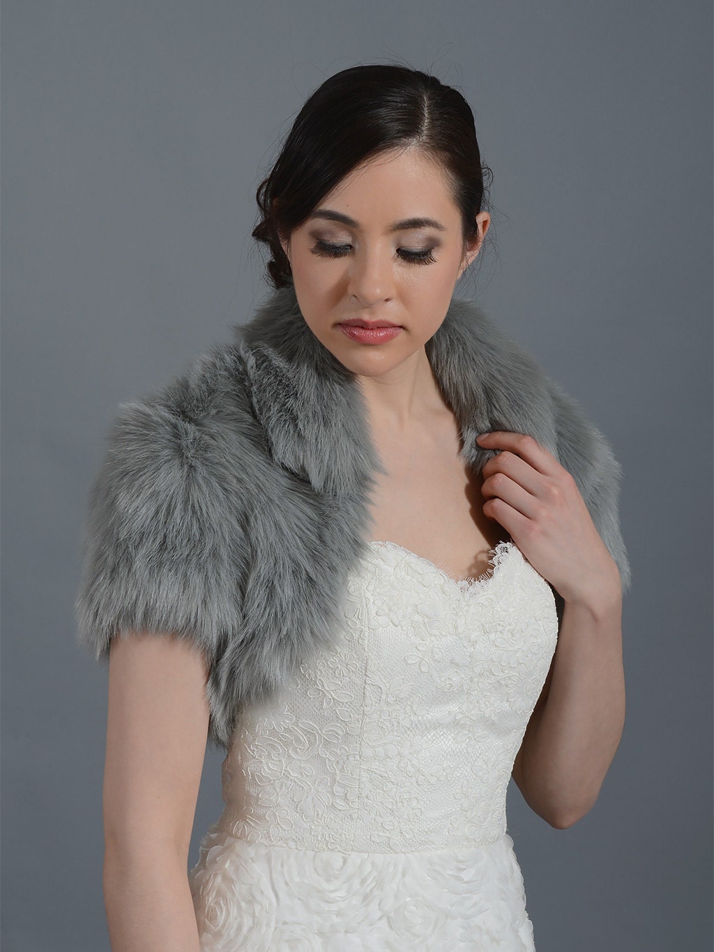 Silver faux fur bolero faux fur shrug FB003Silver Etsy
