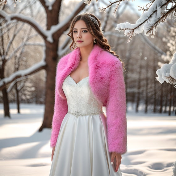 Long sleeve faux fur shrug hotsell