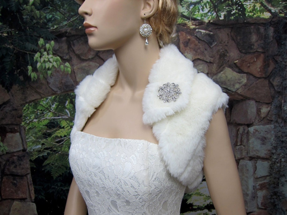 ivory faux fur bolero