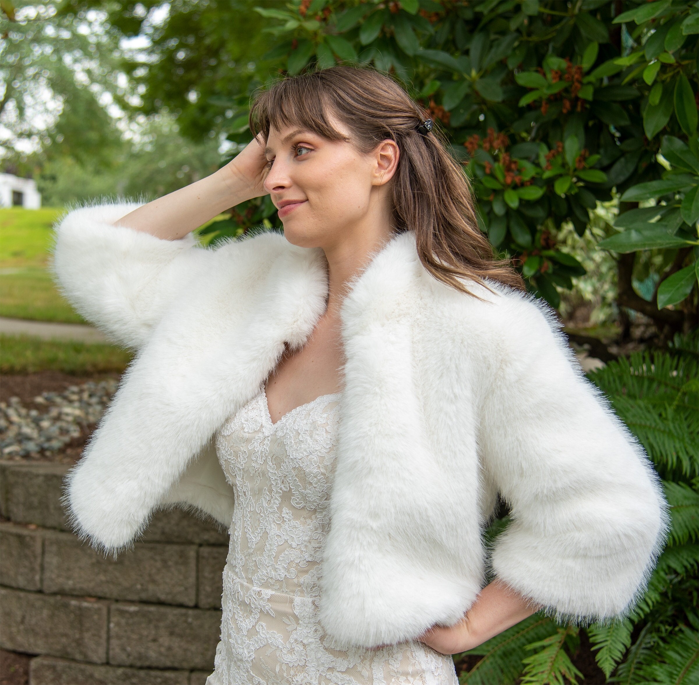 White fur deals coat cropped