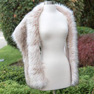 Light blush faux fur bridal wrap, wedding faux fur shawl, faux fur stole, bridal cape, faux fur shrug B005-light-blush-new image 5