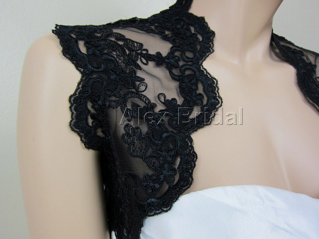 Black lace bolero jacket wedding deals