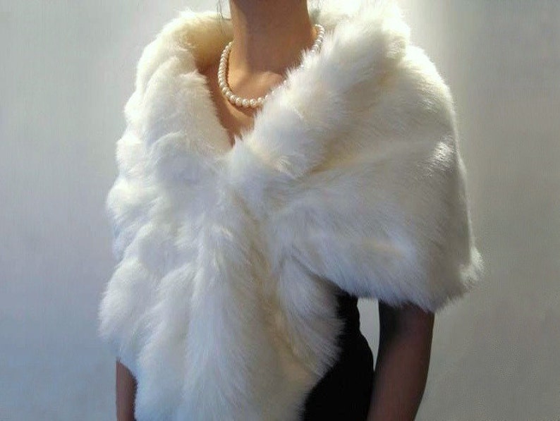 White faux fur wrap faux fur stole faux fur shawl bridal wrap Etsy