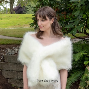 Ivory faux fur bridal wrap faux fur shawl faux fur stole wedding shrug bridal shrug faux fur cape faux fur wrap bridal B005 Pure deep ivory