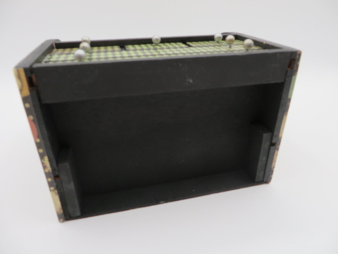 Roll Top Recipe Box, Vintage Box, Upcycled, Black, Green, Cupcakes