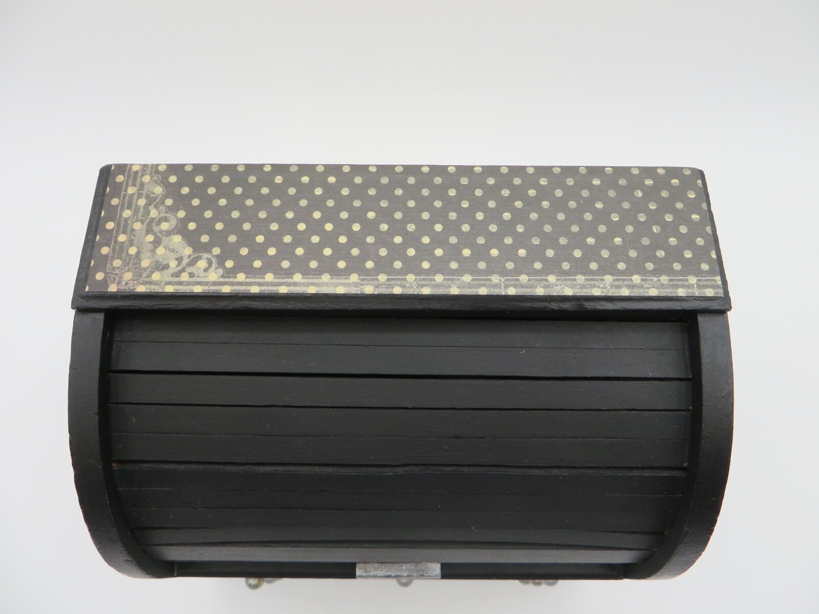 Roll Top Recipe Box, Vintage Box, Upcycled, Black, Green, Cupcakes