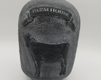 Ceramic, Upcycled Farmhouse Vase, Jug, Cow, Black with White Wax Finish, Free Shipping