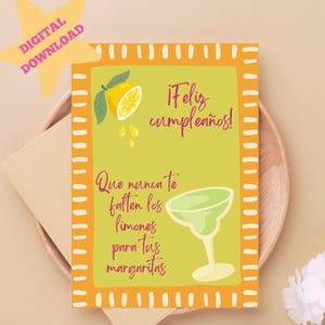 Que Nunca Te Falten Limones, Feliz Cumpleanos Tarjeta, Spanish Birthday Card, Spanish Language, Margarita Birthday, Cumple, DIGITAL DOWNLOAD
