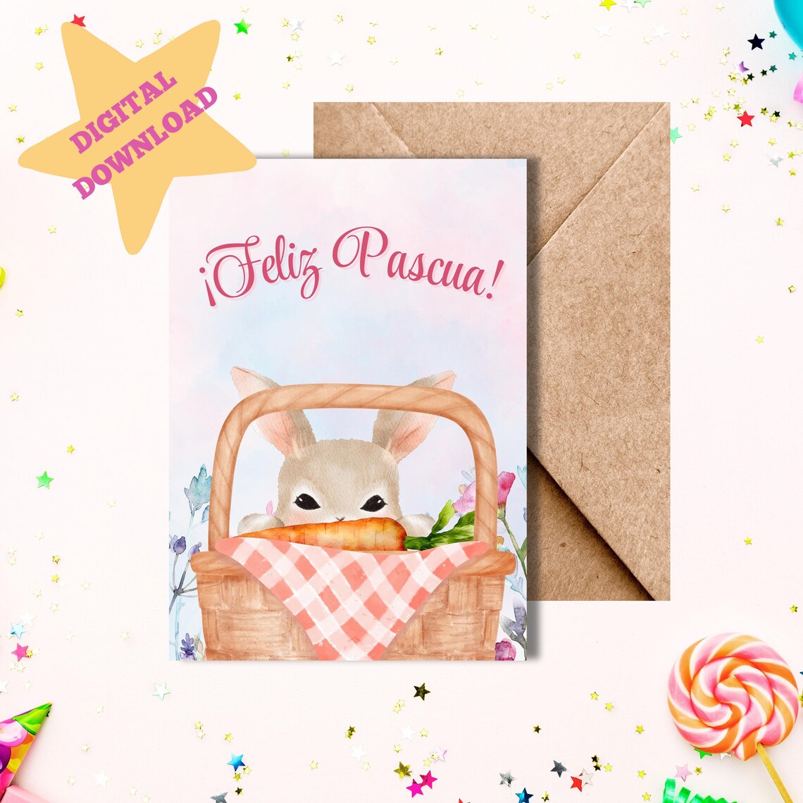 Conejo De Pascua Tarjeta, Feliz Pascua Card, Spanish Easter Card ...