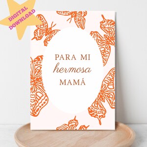 Para Mi Hermosa Mama Tarjeta, carte espagnole de fête des mères, carte de joyeuse fête des mères, carte espagnole, Feliz Dia De La Madre, TÉLÉCHARGEMENT NUMÉRIQUE
