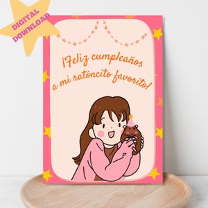 Feliz Cumpleanos a Mi Ratoncito Favorito, Spanish Birthday Card, Tarjeta de Cumpleanos, Spanish Card, Spanish Language, DIGITAL DOWNLOAD