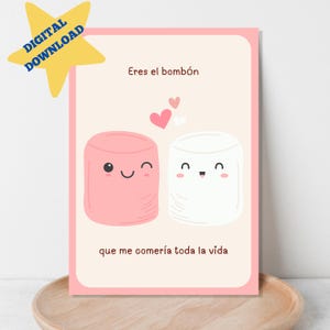 Eres El Bonbon Que Me Comeria Toda La Vida, Spanish Valentine's Day Card, Anniversary Card, Anniversary Gift, Printable DIGITAL DOWNLOAD