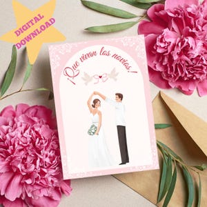 Que Vivan Los Novios Karte, Spanische Liebeskarte, Spanische Hochzeitskarte, Tarjeta de boda, Tarjeta de amor, Spanische Karte, DIGITAL DOWNLOAD