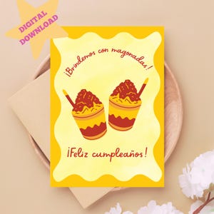 Brindemos Con Mangonadas, Tarjeta de Cumpleanos, Spanish Birthday Card, Cute Food Card, Feliz Cumpleanos, Spanish Language, Digital Download