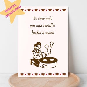 Te Amo Mas Que Una Tortilla Hecha a Mano, Spanish Valentine's Card, Spanish Love Card, Tarjeta de Amor, Spanish Language,  DIGITAL DOWNLOAD