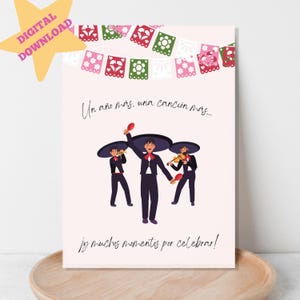 Cartão de aniversário espanhol Mariachi, para amantes de Mariachi, pessoas hispânicas, para impressão, Tarjeta de Feliz Cumpleanos, cartão de aniversário, DOWNLOAD DIGITAL