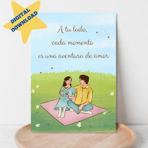 Une carte Tu Lado Cada Momento Es Una Adventura, carte espagnole de Saint-Valentin, carte d'anniversaire, Tarjeta De San Valentin, TÉLÉCHARGEMENT NUMÉRIQUE