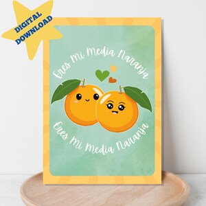 Eres Mi Media Naranja-kaart | Tarjeta de San Valentin | Spaanse Valentijnsdag- of jubileumkaart | Afdrukbare liefdeskaart | DIGITALE DOWNLOAD