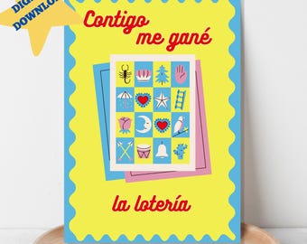 Contingo Me Gane la Loteria, Tarjeta de San Valentín Español, Tarjeta de San Valentín, Tarjeta de Aniversario, Imprimible, DESCARGA DIGITAL