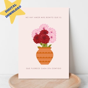 No Hay Amor Mas Bonito Card, Flower Vase Love Card, Spanish Valentine Card, Tarjeta de Amor, Anniversary Card, VDay Card, DIGITAL DOWNLOAD