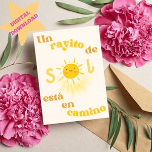 Carte Un Rayito de Sol, Carte baby shower, Carte baby shower espagnole, Carte espagnole, Tarjeta en Espanol, Carte bébé mignon, TÉLÉCHARGEMENT NUMÉRIQUE