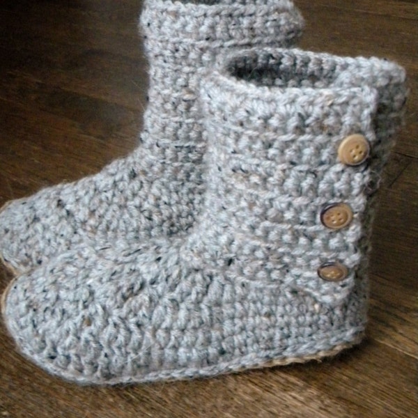 Ribbed Boot Slippers Crochet Pattern - (Immediate PDF Download. Permission to sell finished items)