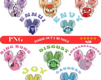 Paquete PNG digital de Inside Out 2 / Conjunto de emociones de Disney / Ansiedad, alegría, tristeza y más / Descarga instantánea / Inside Out png / Miedo, ira
