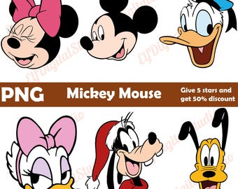 Paquete de cabezas de Mickey Mouse y sus amigos, paquete de cabezas de Mickey Mouse de Disney, Minnie, Daisy, Goofy, Pluto y Donald, PNG, Familia Disney