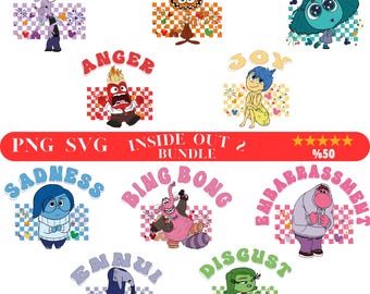 Inside Out 2 PNG SVG / Inside Out Clipart Bundle / Emociones Personajes PNG / Alegría Tristeza Ira Ansiedad Envidia / Descarga instantánea