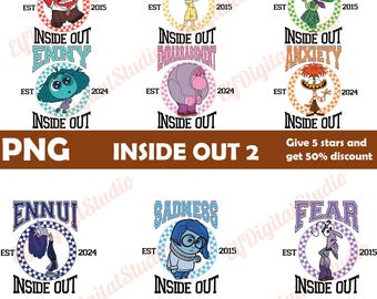 Inside Out 2 Emociones PNG, Disney emocional PNG, Inside Out 2 est PNG, Disney Inside Out 2 personajes sublimación PNG, Inside Out 2 descarga