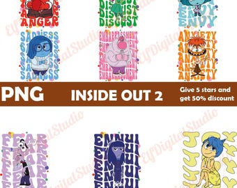 Paquete PNG de Inside Out 2, Imágenes prediseñadas de emociones, Descarga digital de Inside Out, Ira, tristeza, alegría, miedo, ansiedad, envidia, disgusto, hastío, Película de dibujos animados PNG