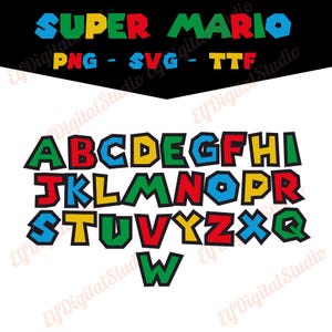 Super Mario Bros FONT PNG SVG, Super Mario Schrift, Mario Png, Super Mario Buchstaben, Super Mario Schrift svg, Mario Bros Schrift High Dpi, Gute Qualität