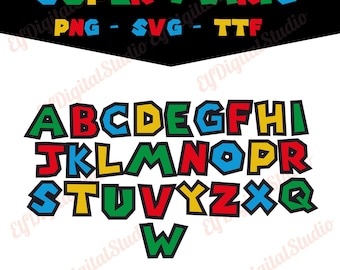 Fuente Super Mario Bros PNG SVG, fuente Super Mario, Mario Png, letras de Super Mario, fuente Super Mario SVG, fuente Mario Bros de alta resolución, buena calidad