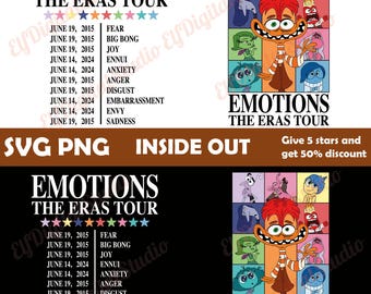 Inside Out Eras Tour SVG PNG / Clipart de emociones / Descarga digital / Ansiedad, alegría, ira y más / Descarga instantánea de Disney Inside Out 2