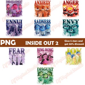 Inside Out 2 Emotions PNG, Inside Out PNG Pack | Emotions Clipart | Digital Download | Anxiety, Envy, Anger, Joy & More | Transparent File