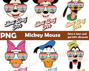 Amigos de Mickey Mouse El mejor día de todos los tiempos png, Paquete de cabeza de Mickey Mouse de Disney png, Cabeza de Minnie, Daisy, Goofy, Pluto, Donald png, Familia Disney png