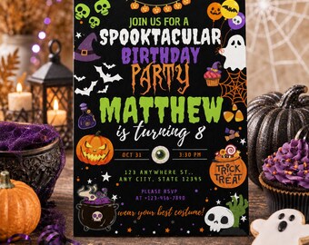 Spooky Halloween Birthday Invitation | Editable Canva Template (Digital Download)