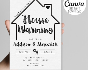 Modern Housewarming Invitation | Editable Canva Template (Digital Download)