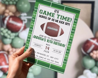 フットボール誕生日招待状 | 試合当日パーティー招待状 | 編集可能なCanvaテンプレート | スポーツ誕生日 | 男の子向けフットボールパーティー